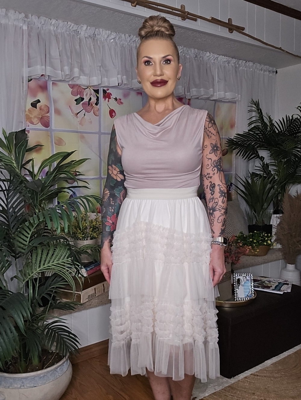Ivory High-Low Tulle Skirt